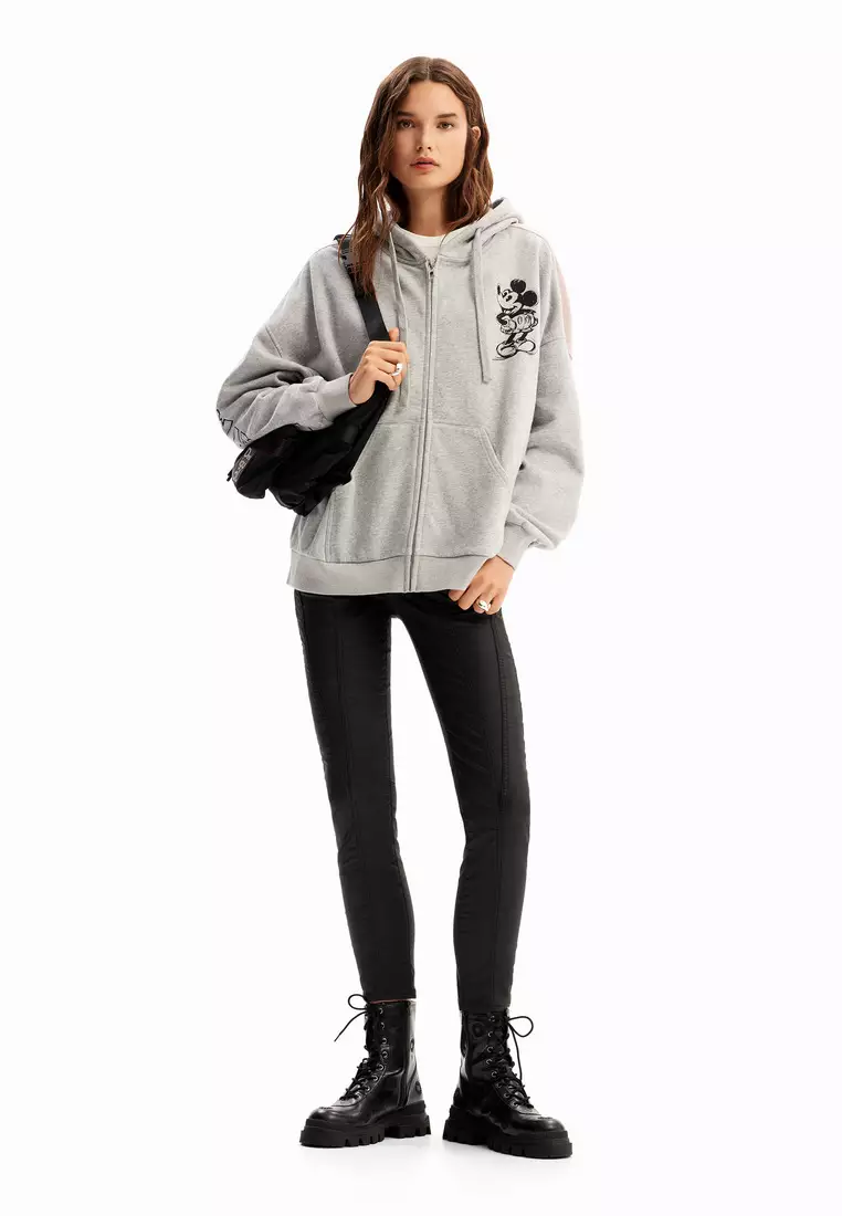 Desigual Woman Oversize jacquard Mickey Mouse hoodie.