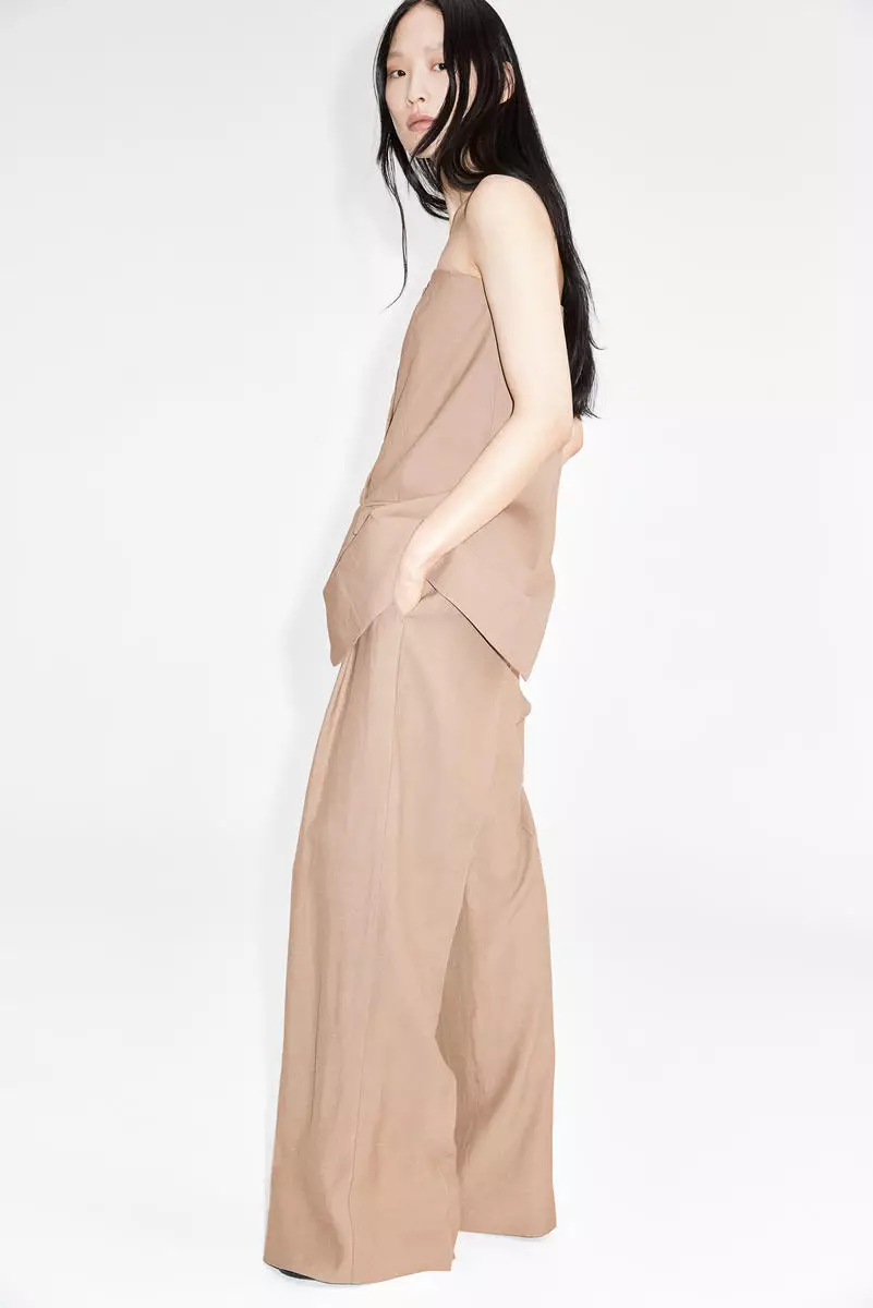 Wide linen-blend trousers