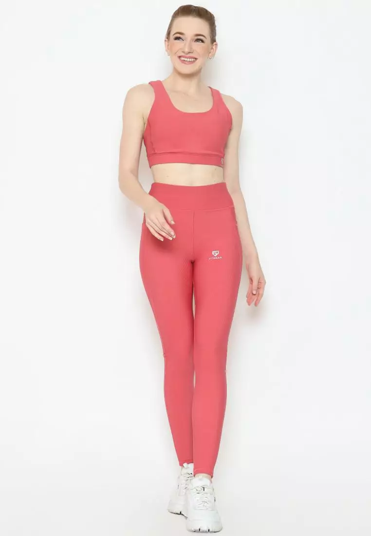 Fitwear - Legging Olahraga Wanita GALGADOT [LEGG RIBB] - PINK PUNCH