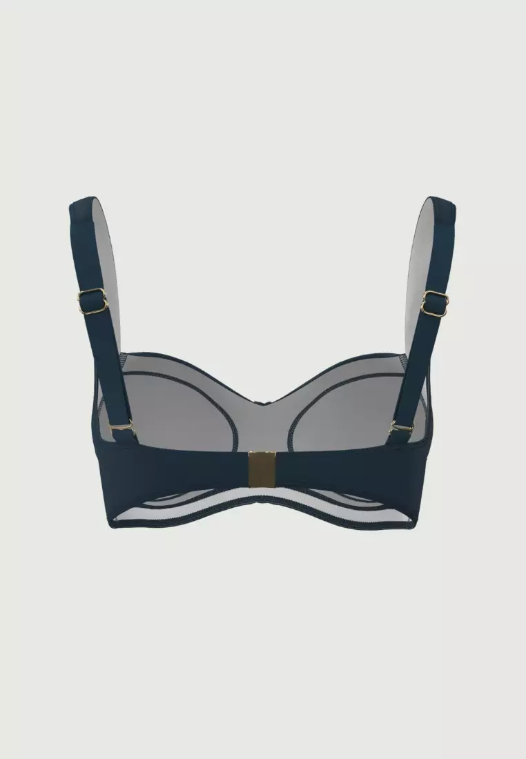 Core Solid藍色加大罩杯比基尼上衣