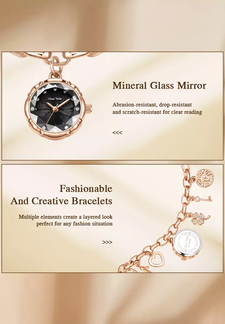 Jam Tangan Wanita Gelang Anti Air Original Mewah Elegan Korea Jam Tangan Cewek Kecil gold