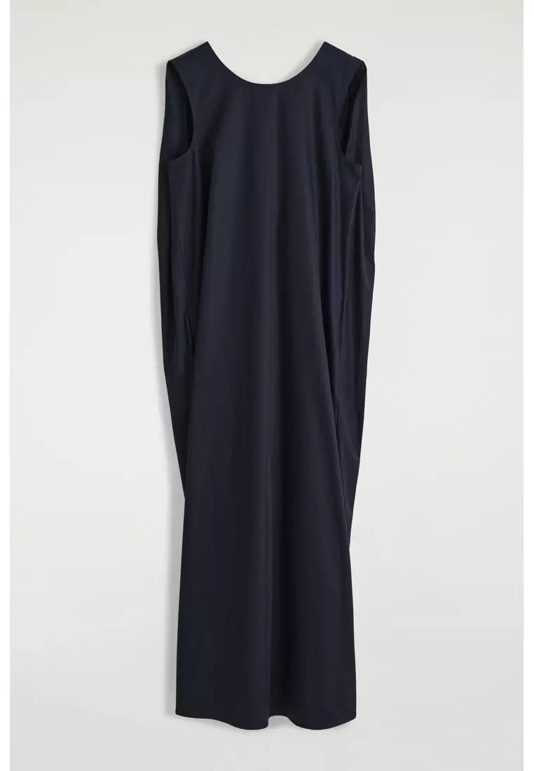 TWIST-BACK COTTON MIDI DRESS