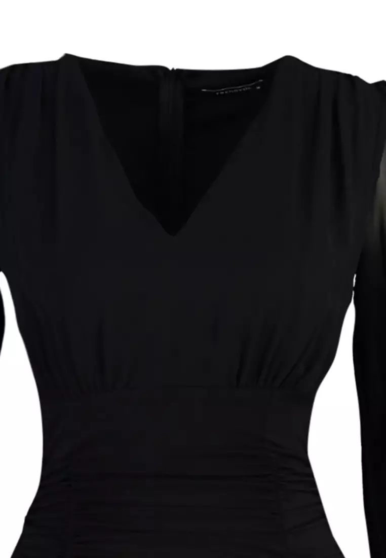 V-Neck Ruched Dress