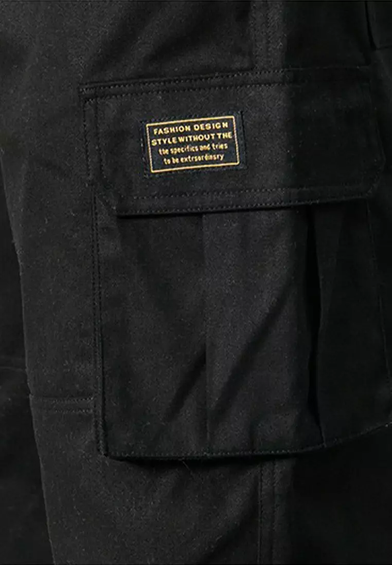 寬鬆休閒魔術貼工裝褲 J003