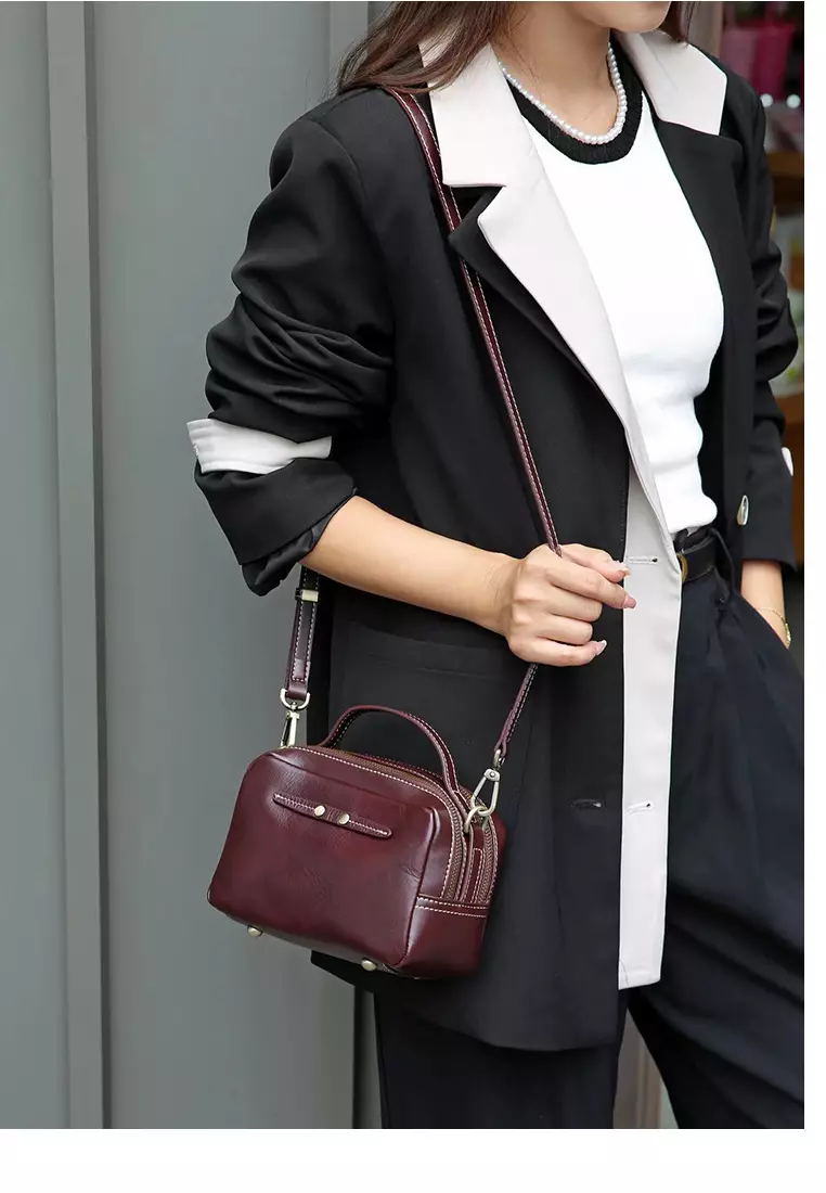 Fashion Top Layer Cowhide Shoulder Crossbody Handbag