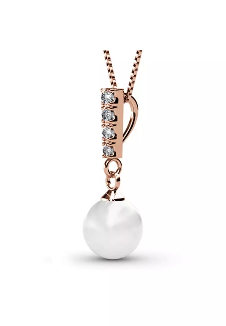 Lustrous Necklace Embellished with SWAROVSKI® crystals - Rose Gold/Clear