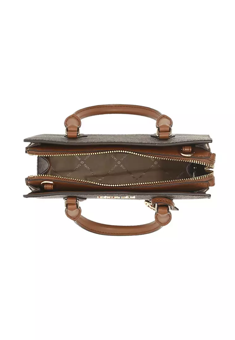 Michael Kors Women's Acorn Signature Pattern Satchel In Dark Brown