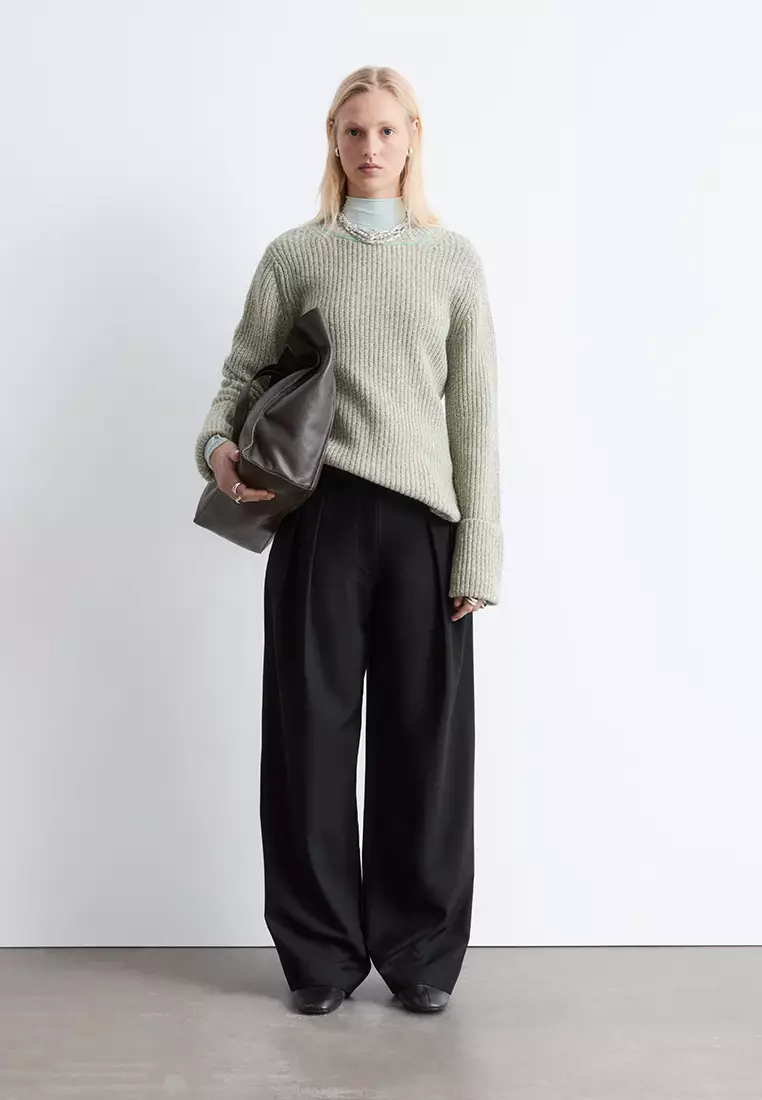 Wool-Blend Tailored Trousers
