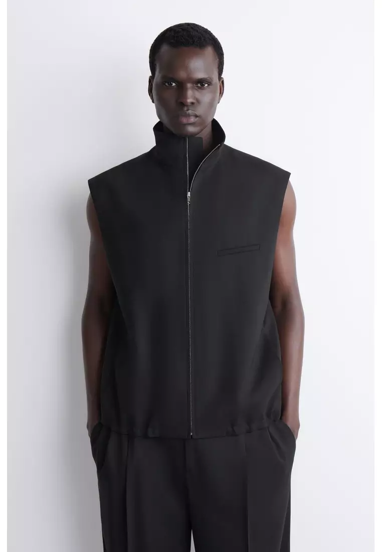 TAILORED FUNNEL-NECK WOOL GILET