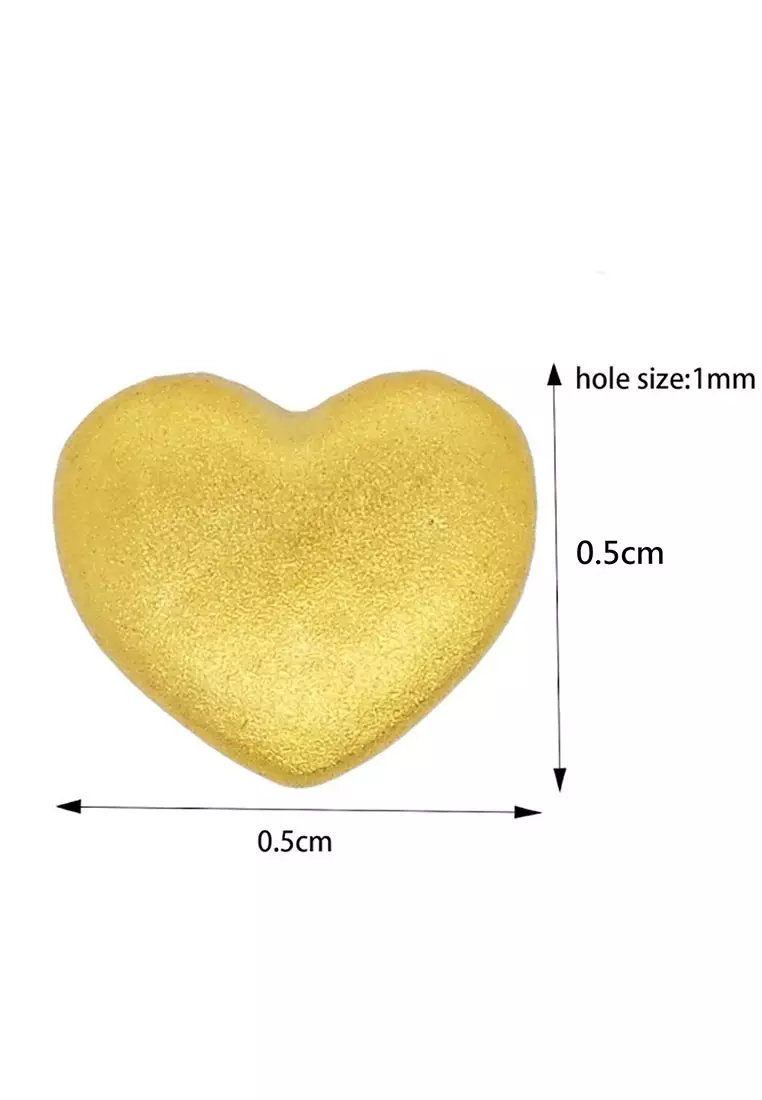 [SPECIAL] LITZ 999 (24K) Gold Love Charm With Agate Bracelet 爱心手绳 EPC0893-MB (0.14g+/-）