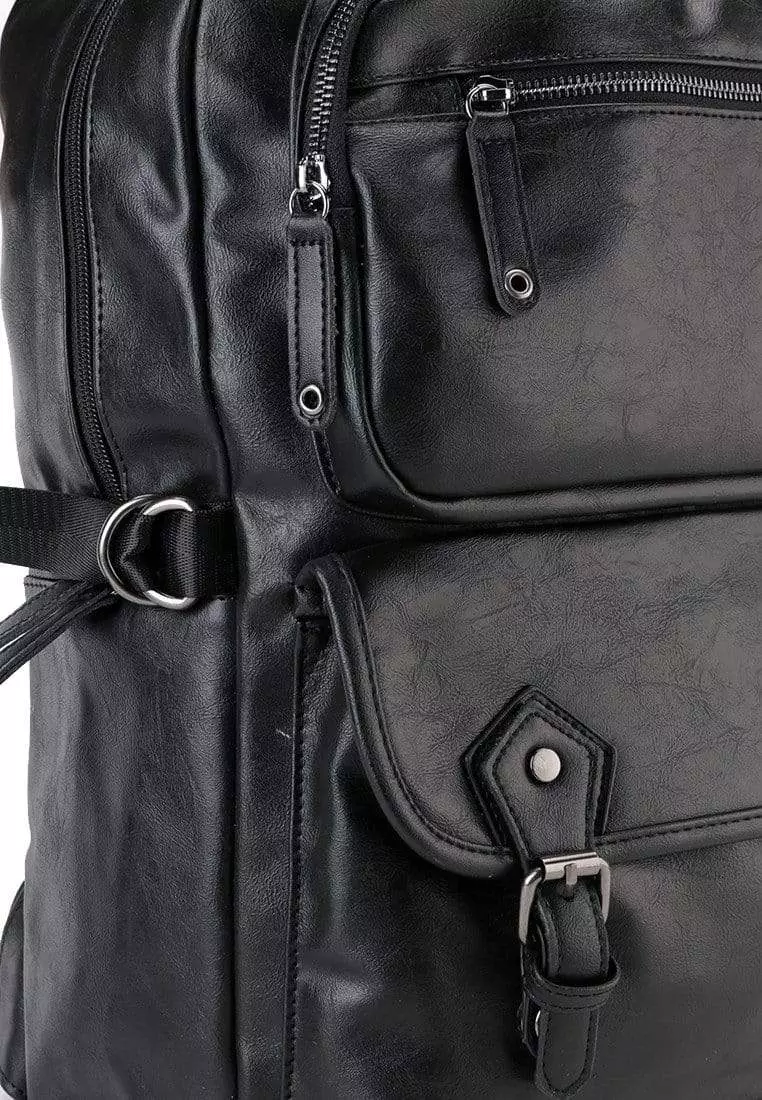 Pu Buckled Zipper Backpack