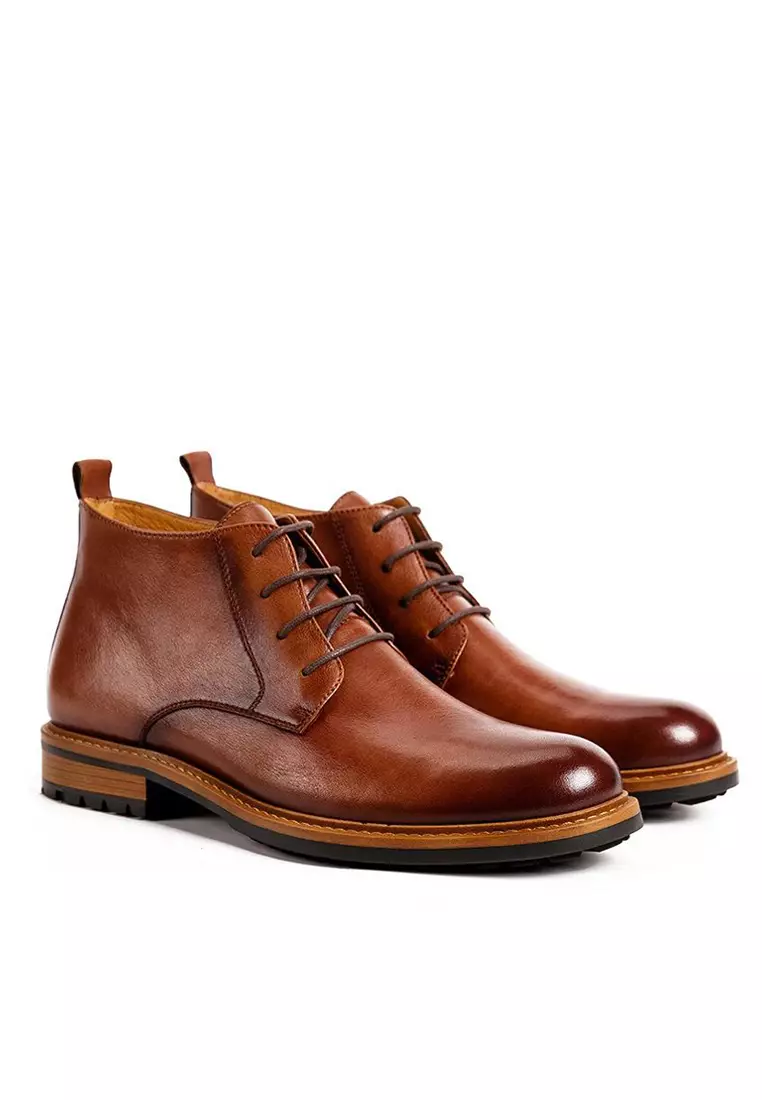 Vintage Amber Leather Brogue Boot G03-8