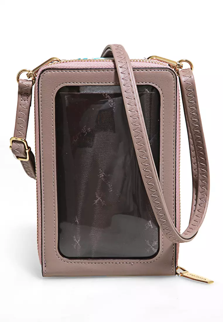 Sling Bag Tas Selempang Wanita Flower Motive Many Pocket Material Leather ORIGINAL