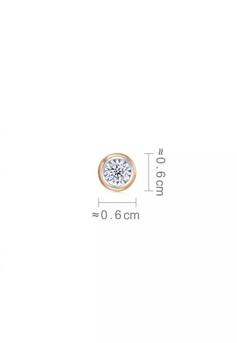 18K White & Rose Gold 0.051 Carat (G-H Color, SI1-SI2 Clarity) Diamond Single Stud Earring for Women 92876E (Sold Single Not Pair)