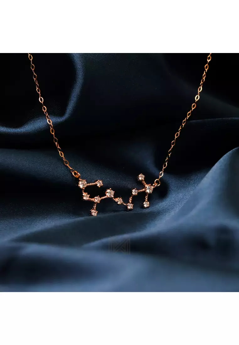 Match The Stars Scorpio Constellation Rose Gold Necklace with 925 Sterling Silver