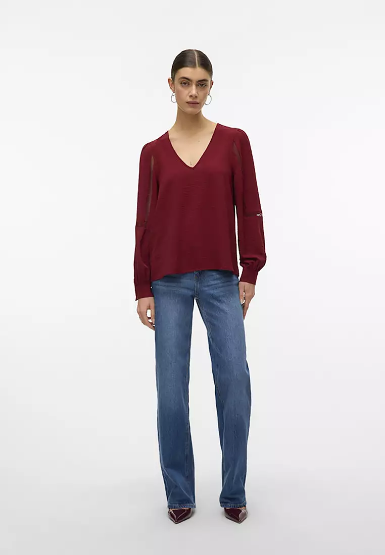 V-Neck Long Sleeves Top