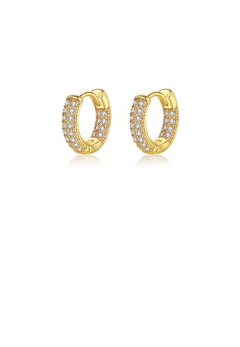 Glamorousky white Simple and Sophisticated Plated Gold Geometric Circle Stud Earrings with Cubic Zirconia FCDB4ACA493B21GS_1