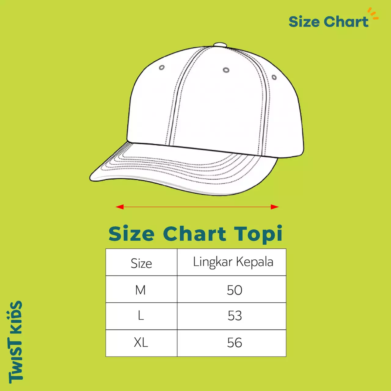 Twist Kids [Official Store] - Sean C, Sport Series, Topi Baseball Anak Laki-Laki (usia 4-14 tahun) Warna Merah (Red)