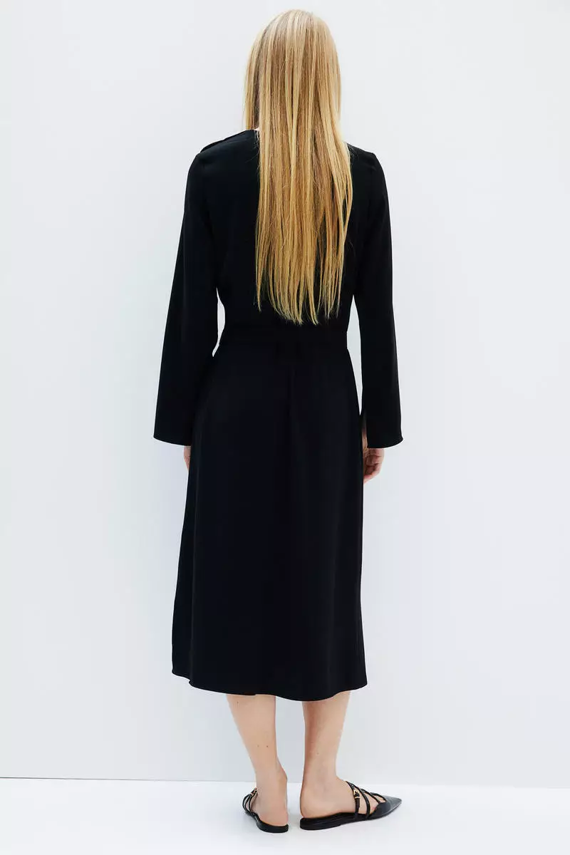 Belted twill dress