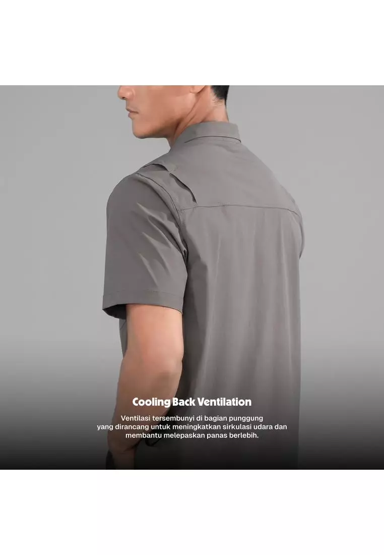 OXCON OUTPLAY Kemeja Pendek Work Shirt Tactical Outdoor Wander Stretch Nylon Smog Grey