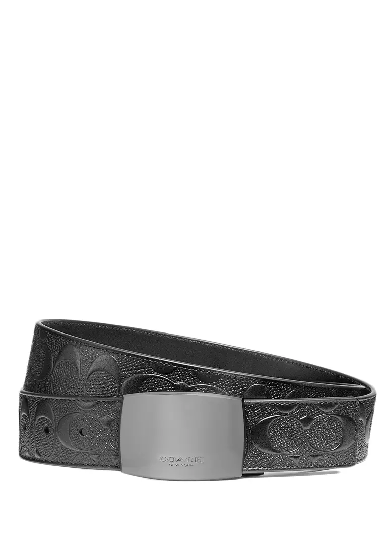 Coach Coach Mens Wide Plaque Cut To Size Reversible Signature Belt 38MM