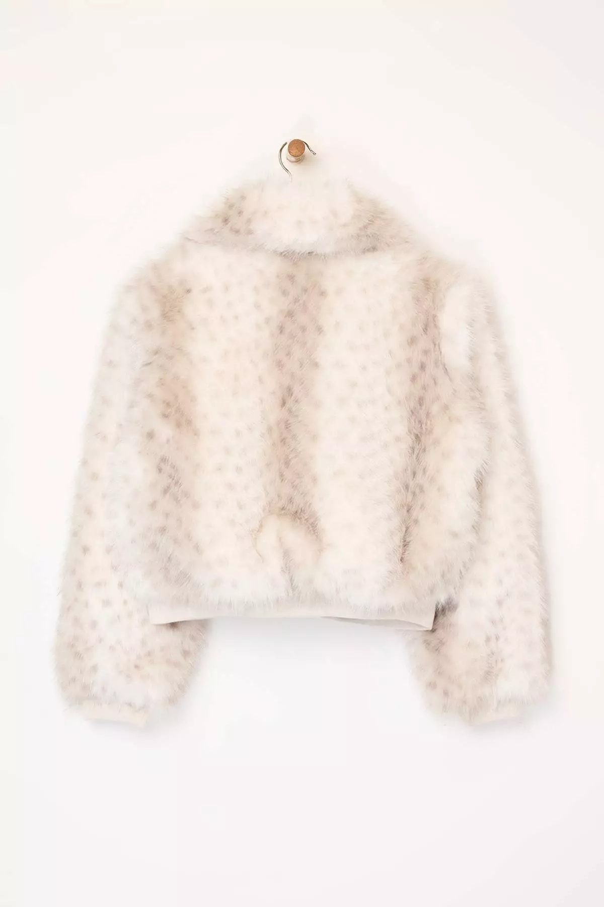 Multicolored Bambi Pattern Oversize Die Rubber Detail Bomber Fur Coat