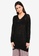 Sisley black V Neck Long Sweater DD547AA6AFC041GS_1