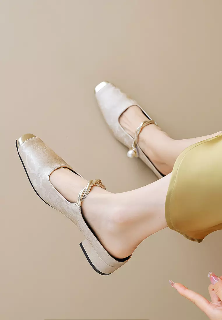 3.5CM Pearl Strap Satin Mules WW958-3