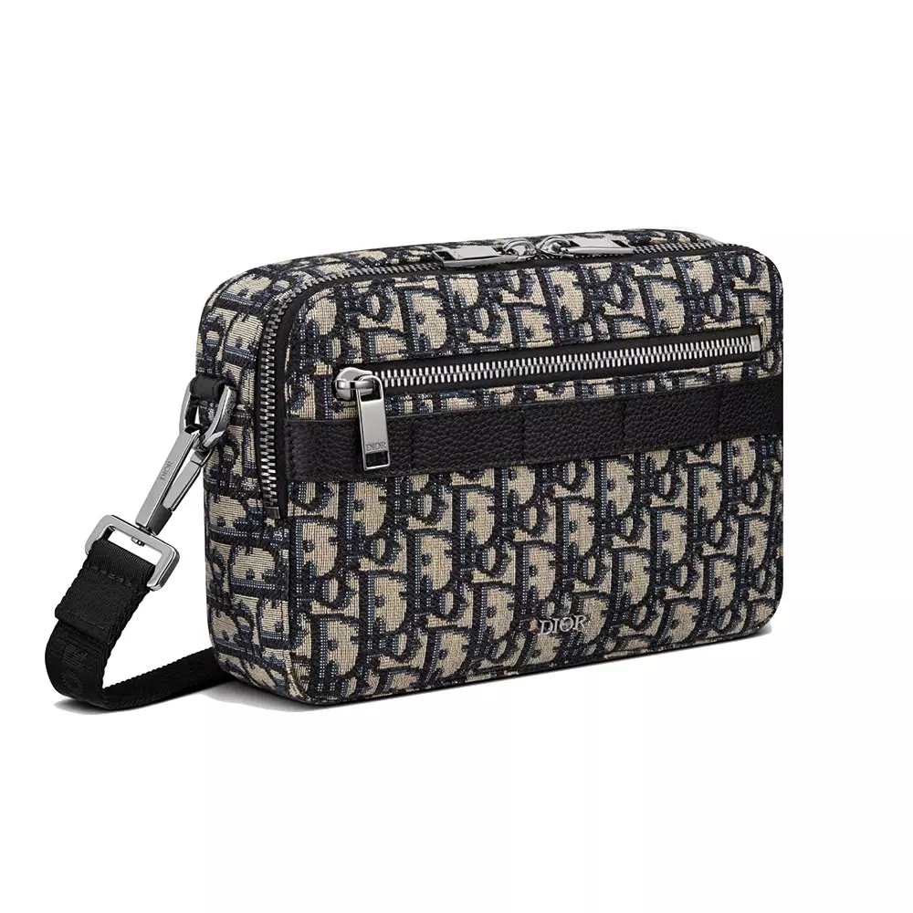 Christian Dior Oblique Safari Messenger Bag Black Beige