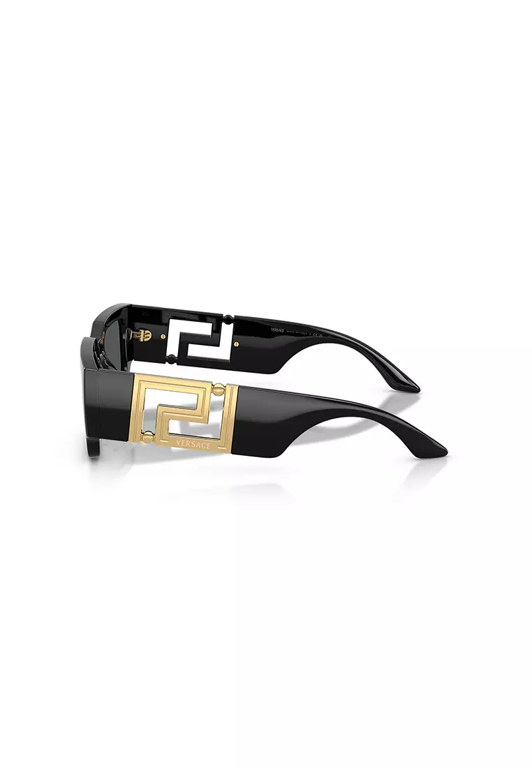Buy Versace Men's Rectangle Frame Black Injected Sunglasses