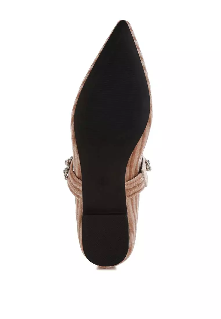 Bros Berlian Imitasi Balerina Beludru Warna Beige