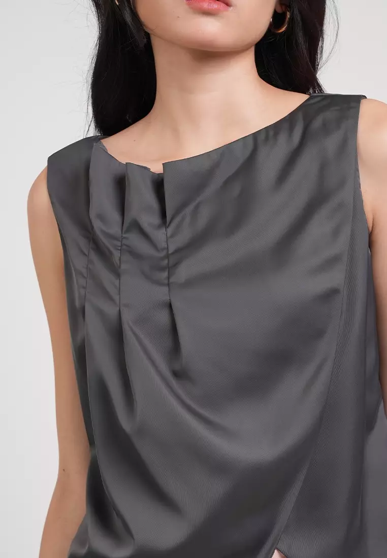 Athena Satin Draped Sleeveless Top