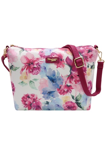 STRAWBERRY QUEEN red and blue and multi Strawberry Queen Flamingo Sling Bag (Floral A, Blue) E7BD6ACC47053CGS_1