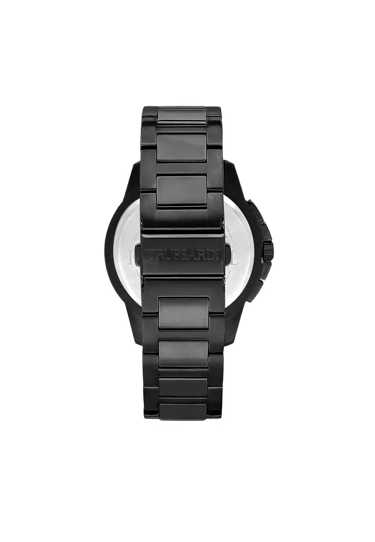 【2 Years Warranty】Trussardi T-Hawk 44mm Black Dial Men's Multifunction Quartz Watch R2453153002