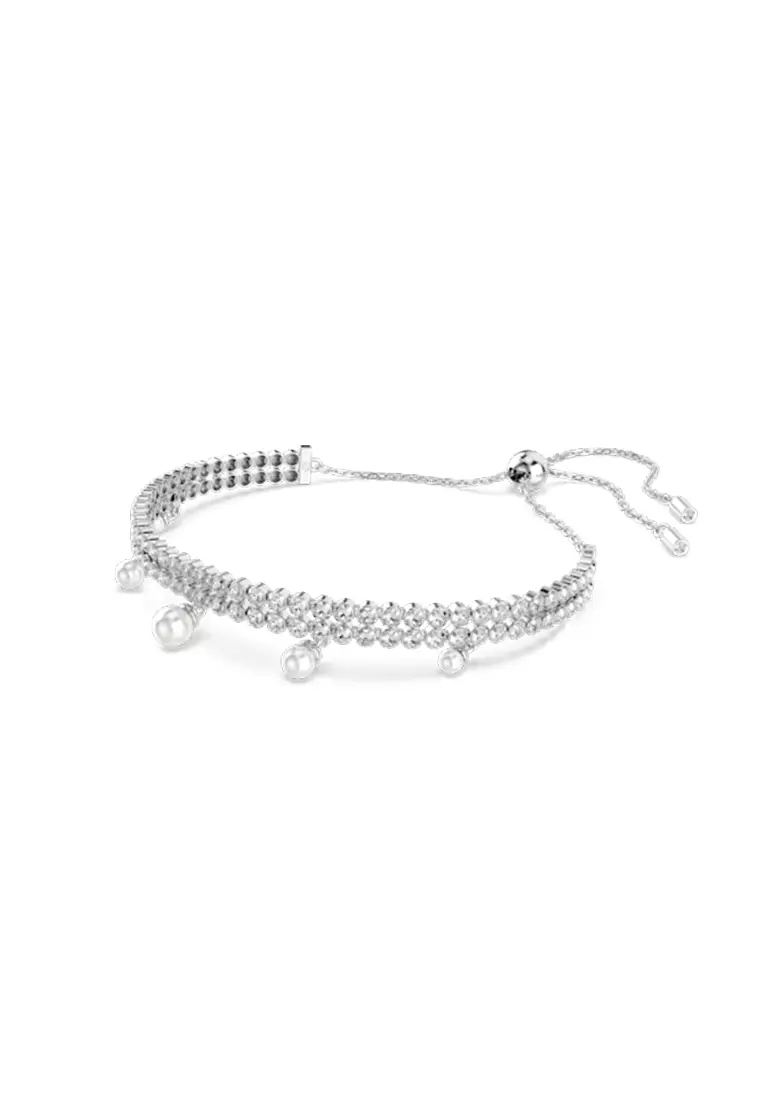 Ariana Grande X Swarovski Bracelet, Crystal Pearl, Round Cut, White, Rhodium Plated
