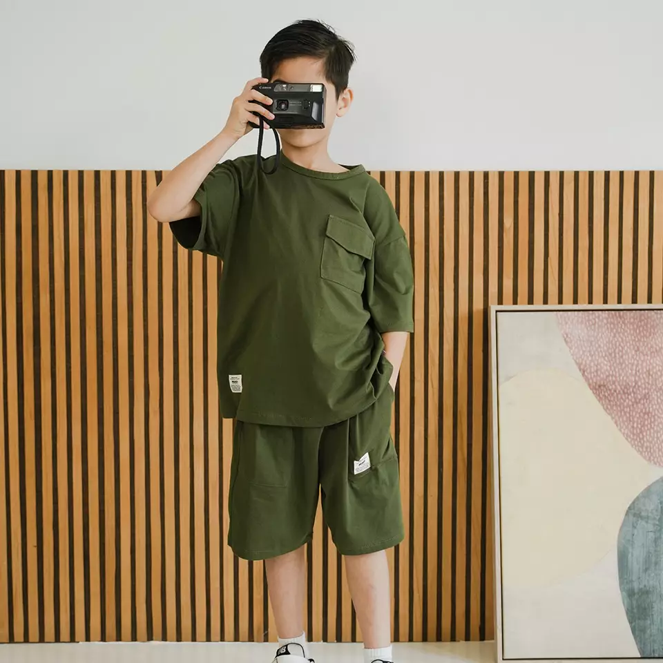 Mooi Celana Pendek Anak Laki-Laki Rize Short Pants - Stone Blue