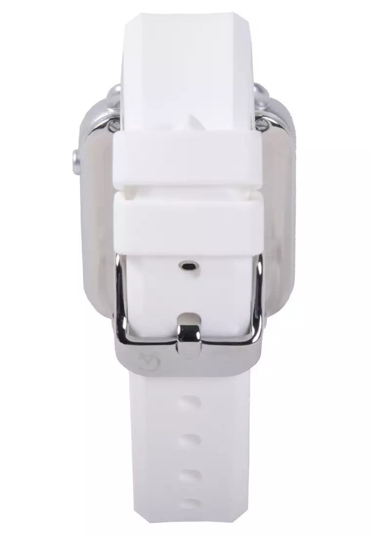 Alexandre Christie - Jam Tangan Wanita - Silver - White Rubber Strap - 9378LHRSSSL
