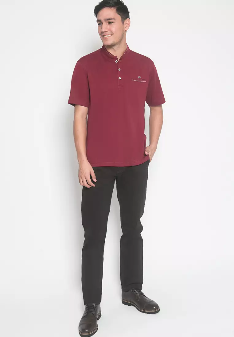 LGS - Kaos Casual - Kaos Pria - Kerah Shanghai - Maroon - Regular Fit - CTS.221.M2874.01.C Katun Polo