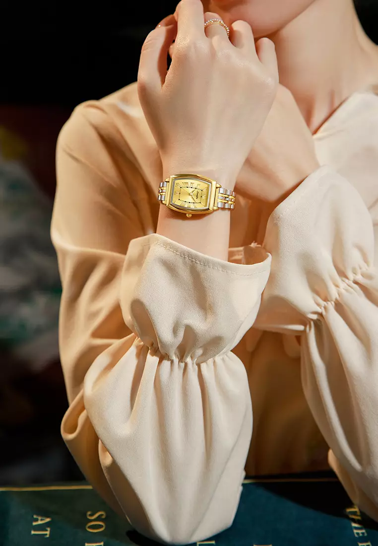 Jam Tangan Wanita Original Vintage Roman Design Anti Air Tali Alloy Jam Tangan Cewek Silvergold