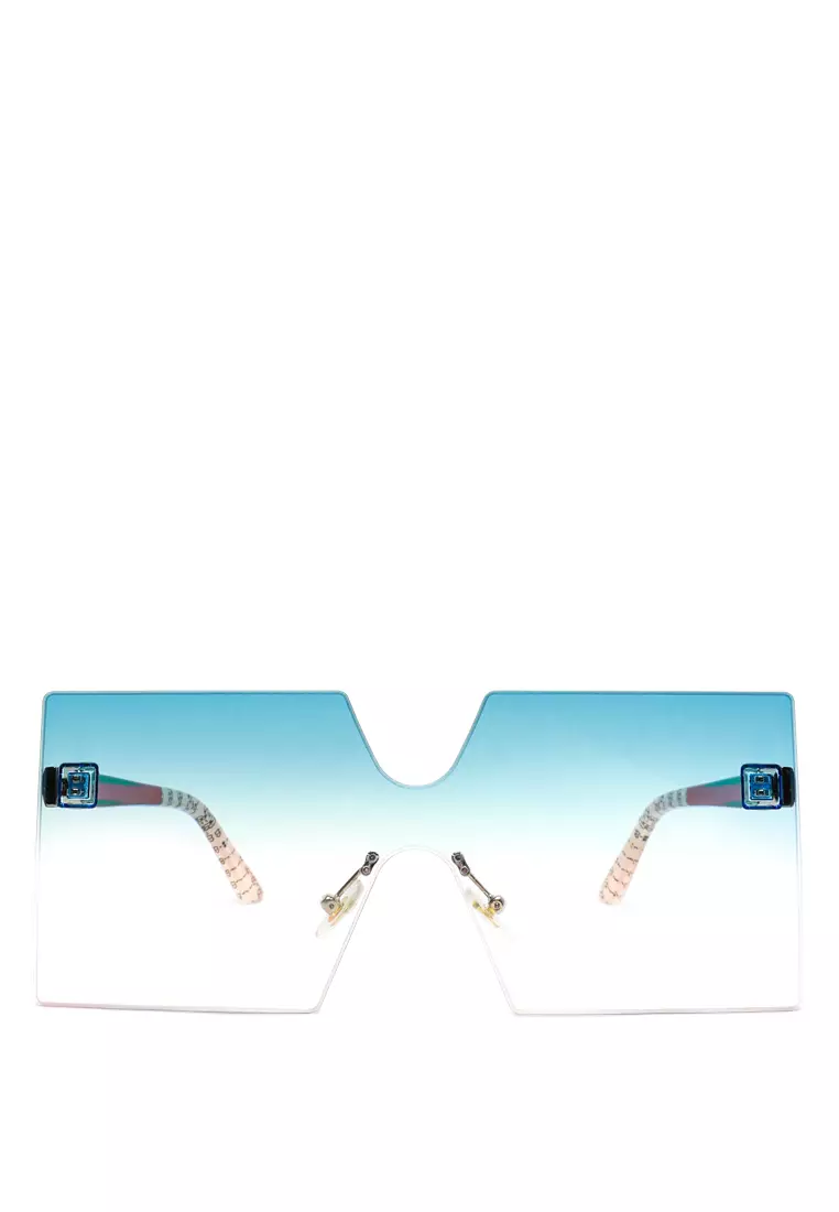 Oversized Ombre Tinted Sunglasses In Light Blue