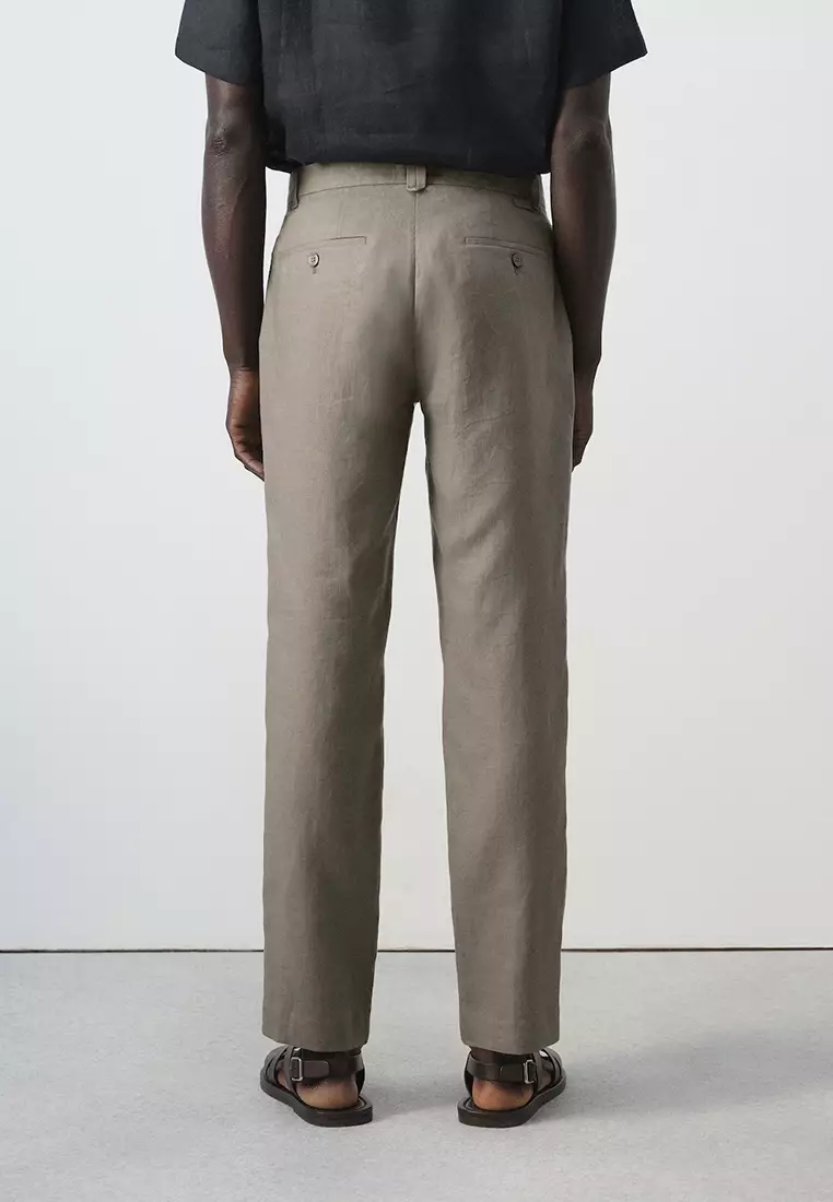 Slim-Fit 100% Linen Trousers