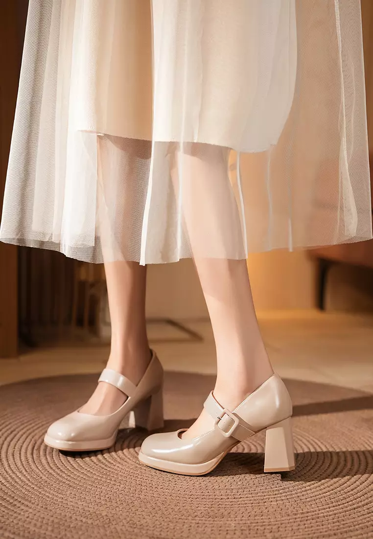 6CM Strap Microfiber Leather Mary Jane Shoes BY2465-6