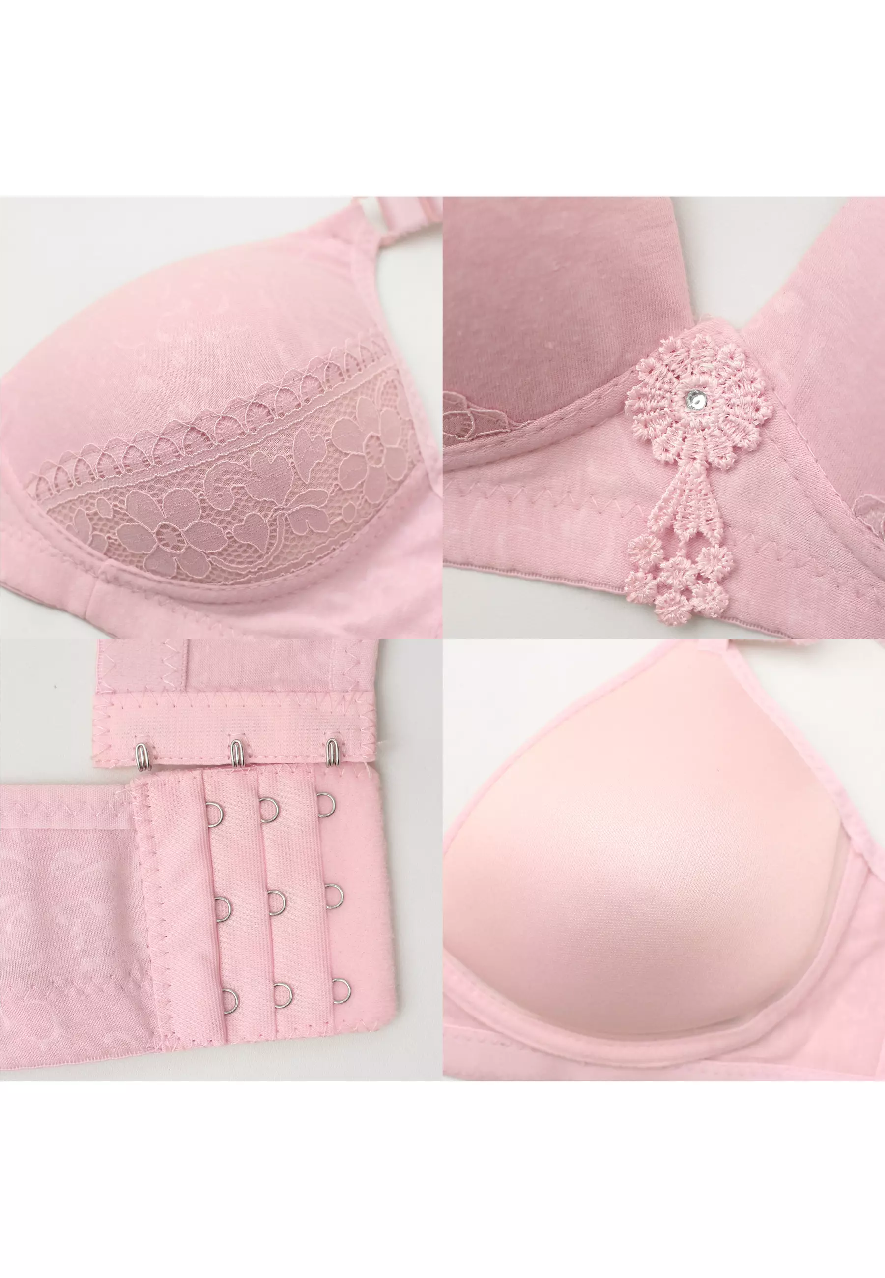 Wimiu BH Bra Wanita BH Tanpa Kawat Motif Bunga Brokat 100093