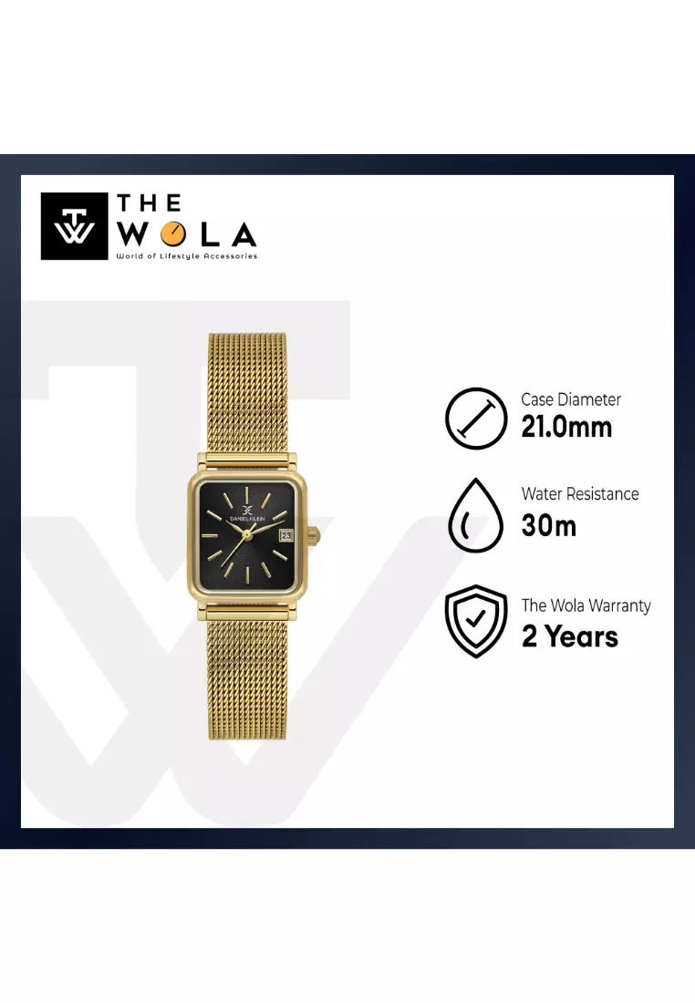 Women Analog Gold Adjustable Mesh Tank Watch DK.1.14309-5