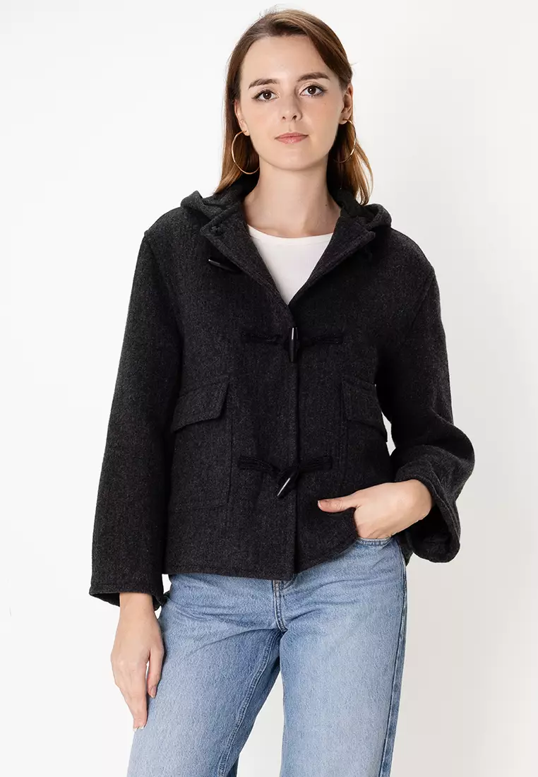Wool-Blend Hooded Jacket