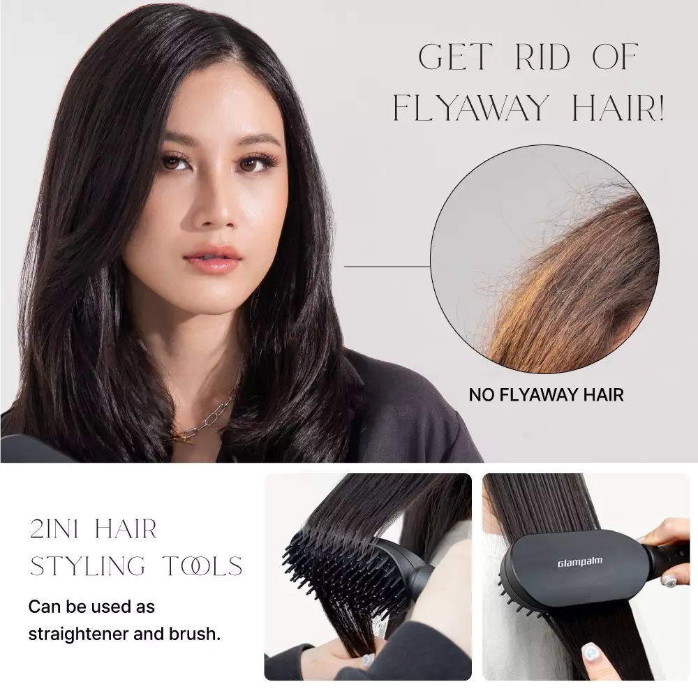 Glampalm OG Hot Brush Straightener/Sisir Panas Pelurus Rambut GP621AG