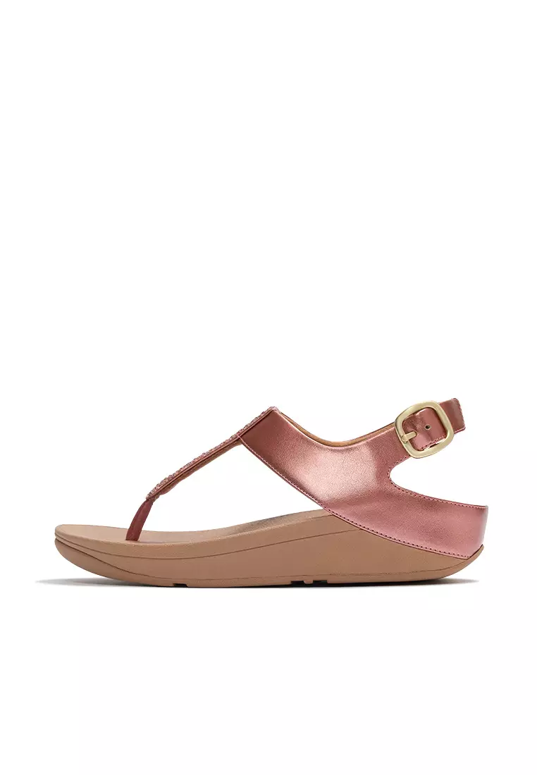 Fino Crystal-Mix Metallic T-Strap Sandals