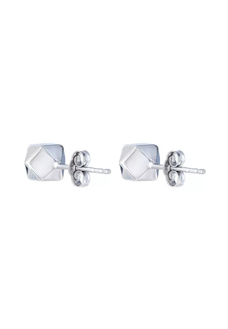 TOMEI Edge Earrings, White Gold 585