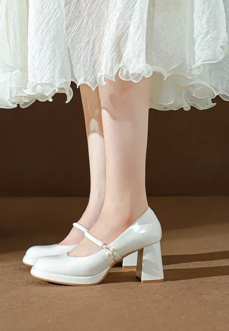 7CM Pearl Strap Mary Jane Shoes BY2465-22