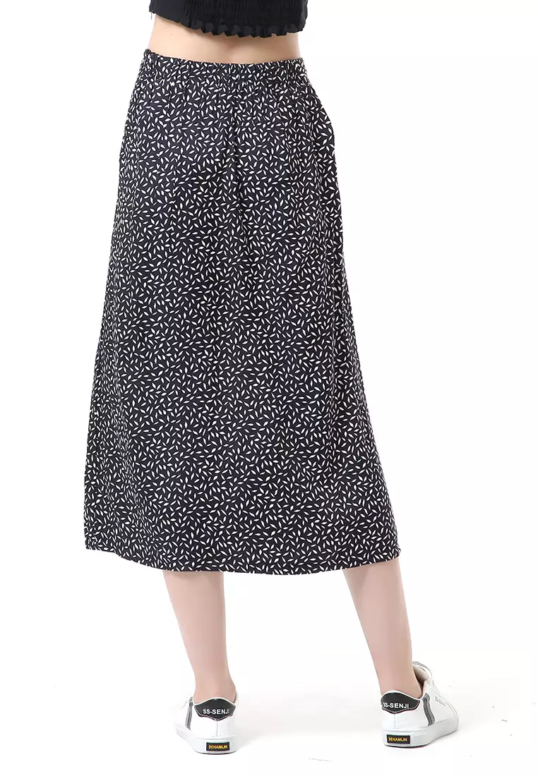 Trisha Bawahan Wanita Rok Kancing Panjang Buttons Midi Skirt Material Rayon ORIGINAL - Black